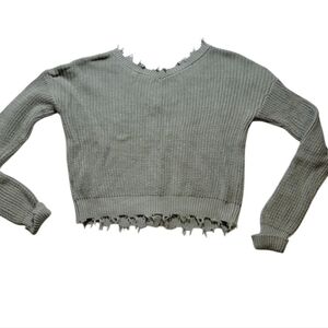 Jessica Simpson Distressed Western Fall Crop Sweater Size Medium
